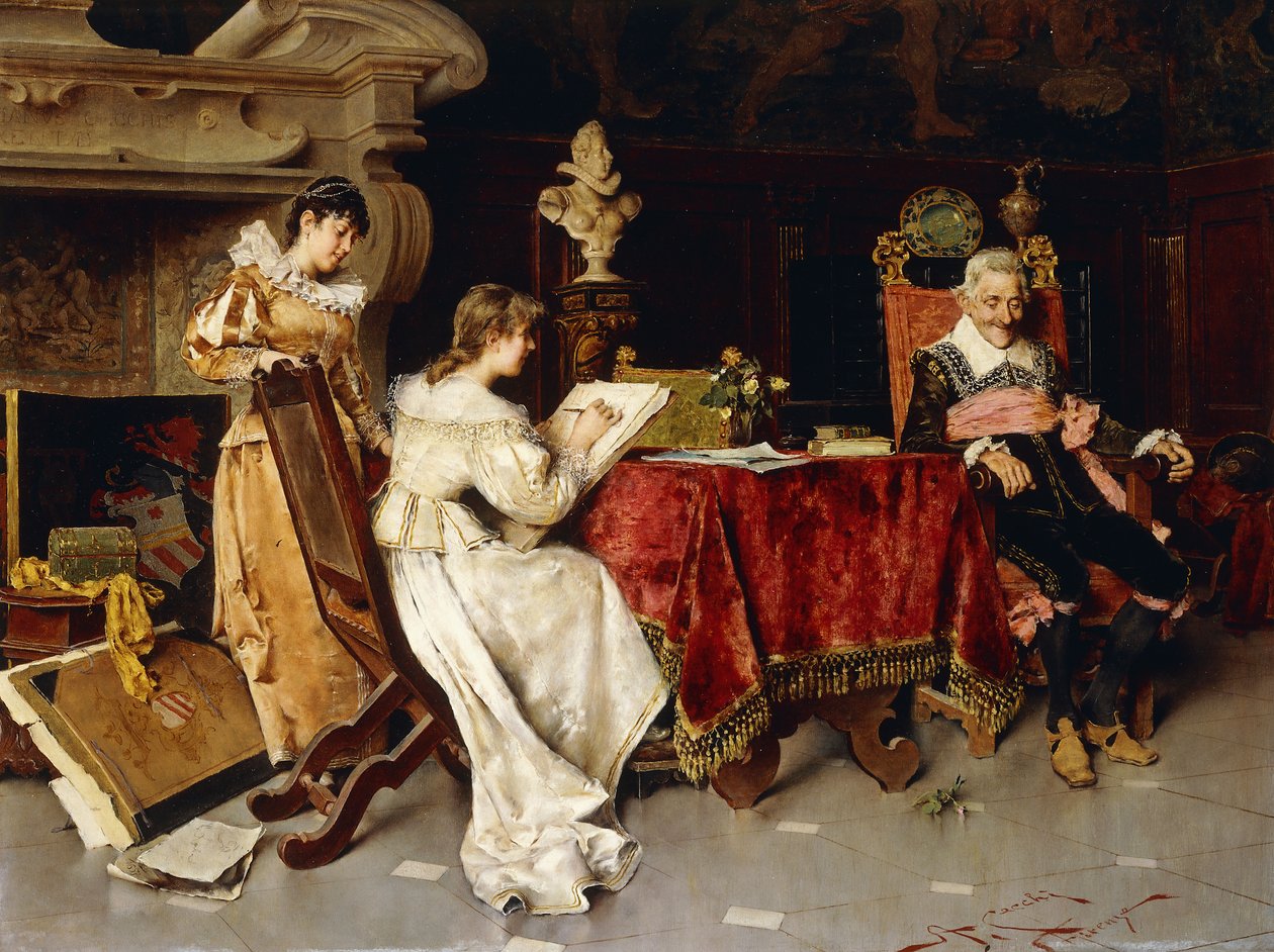 The Art Lesson (olja på duk) av Adriano Cecchi