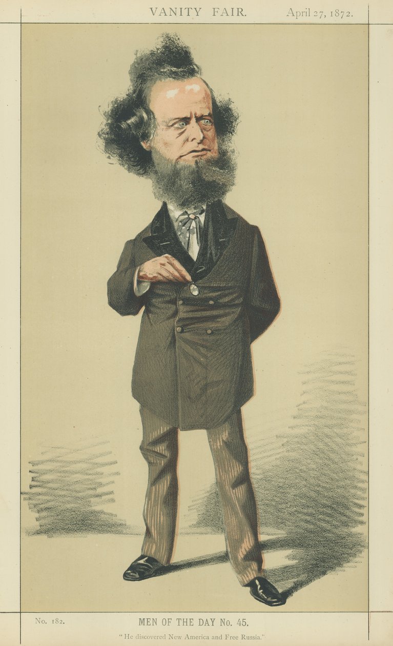 Mr William Hepworth Dixon (färglitografi) av Adriano Cecioni