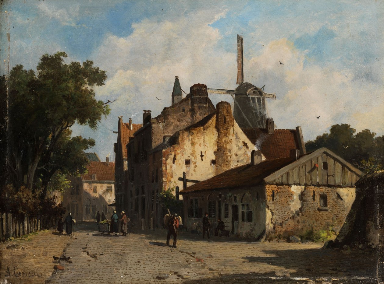 Utsikt på en nederländsk förortsgata. av Adrianus Eversen
