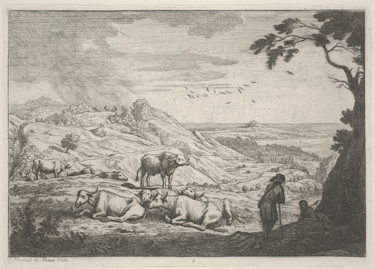 Landskap med kor av Adrien Manglard