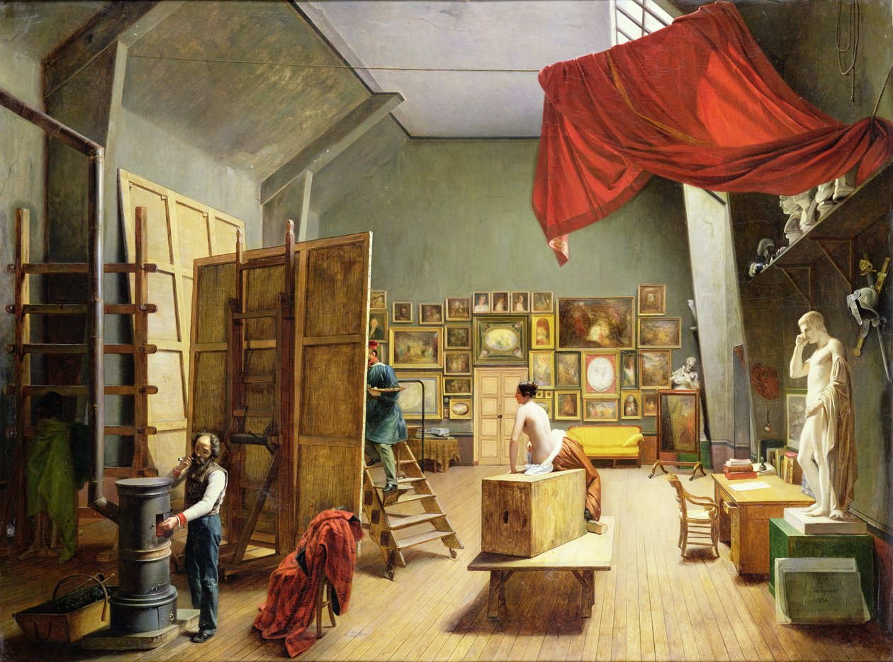 Interiör i Abel de Pujols studio (1787-1861) 1836 av Adrienne Marie Grandpierre Deverzy