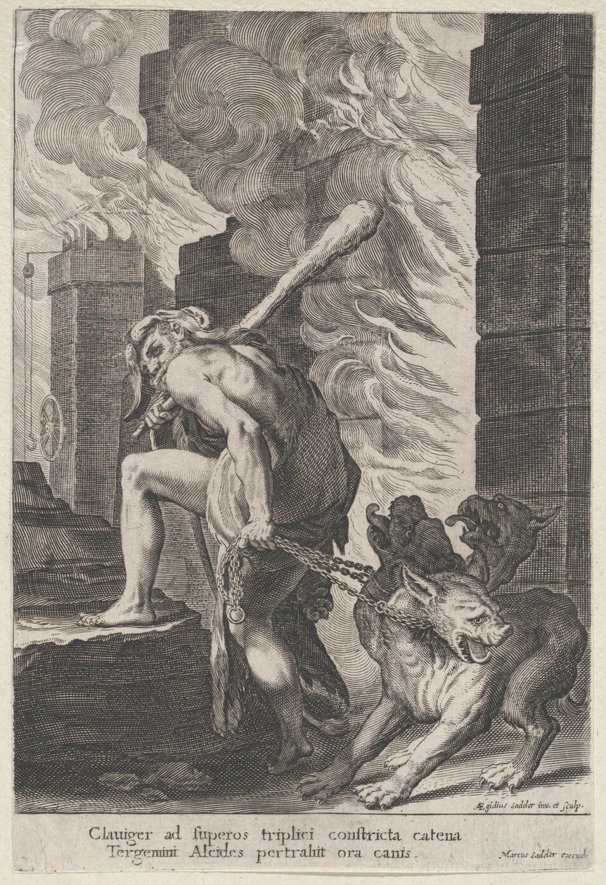 Herkules och Cerberus, 1586-1629. av Aegidius Sadeler II