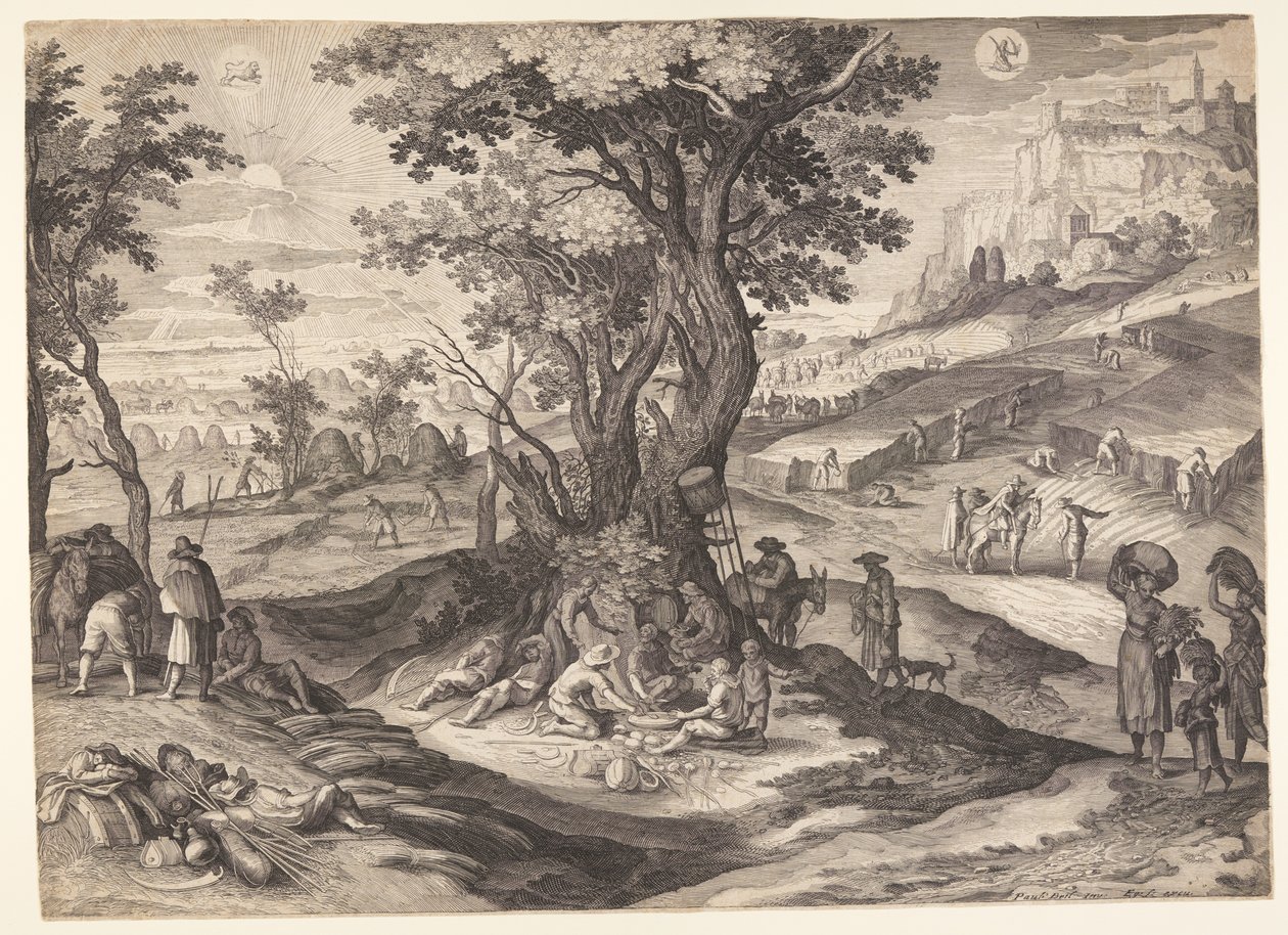 Juli/Augusti, från De Tolv Månaderna av Aegidius Sadeler II