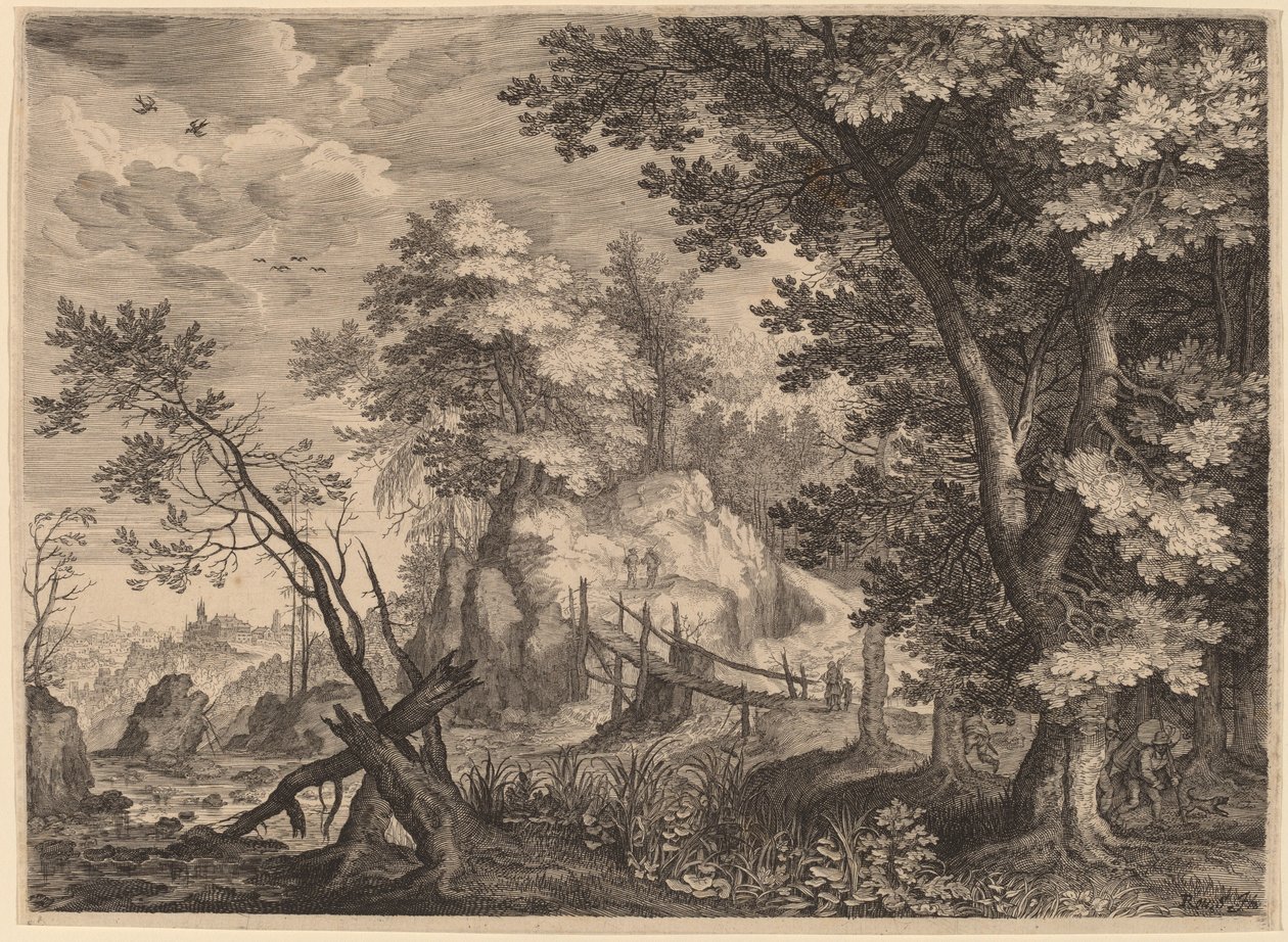 Skogsscen av Aegidius Sadeler II after Roelandt Savery