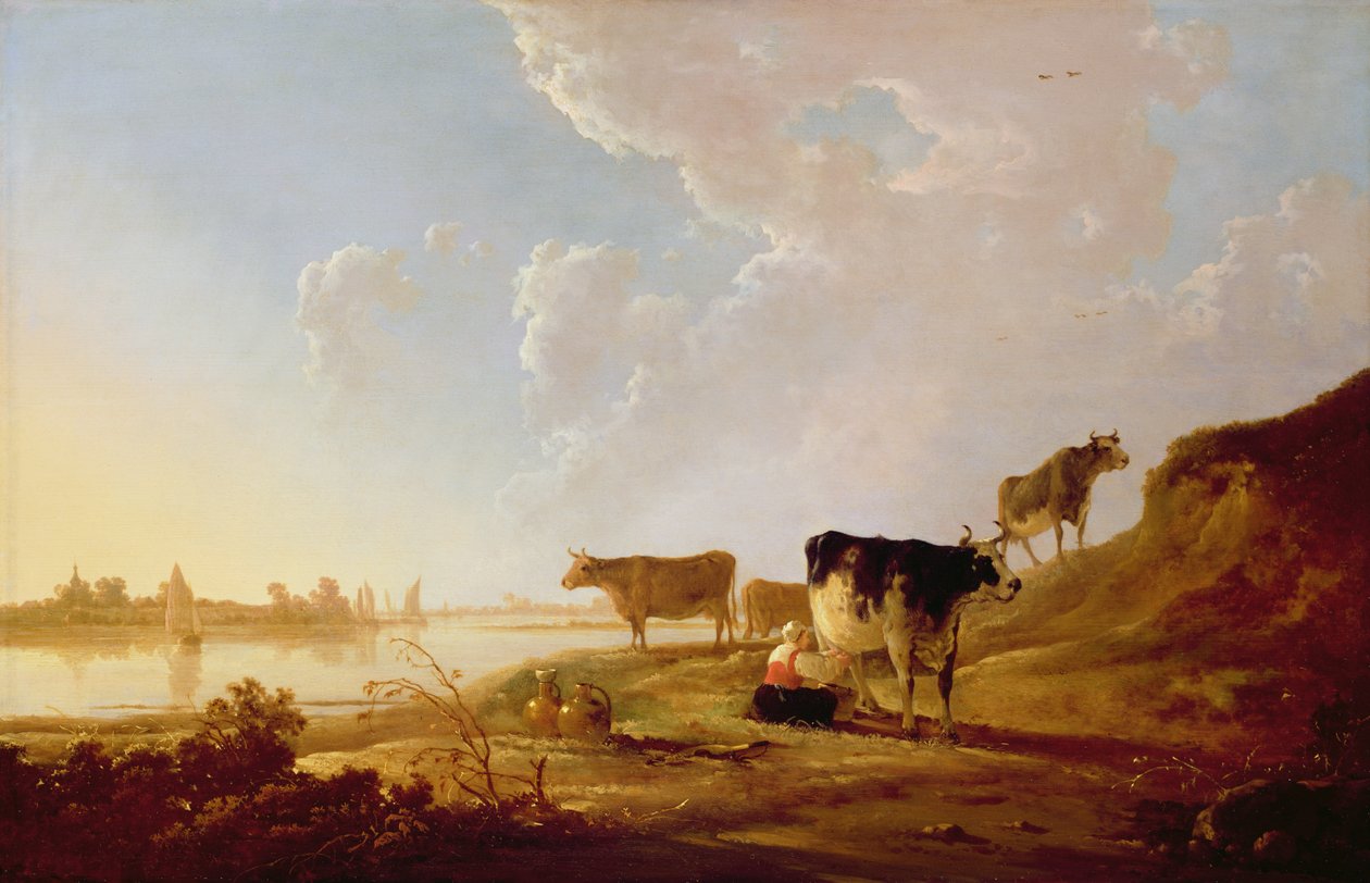 Kor nära en flod av Aelbert Cuyp