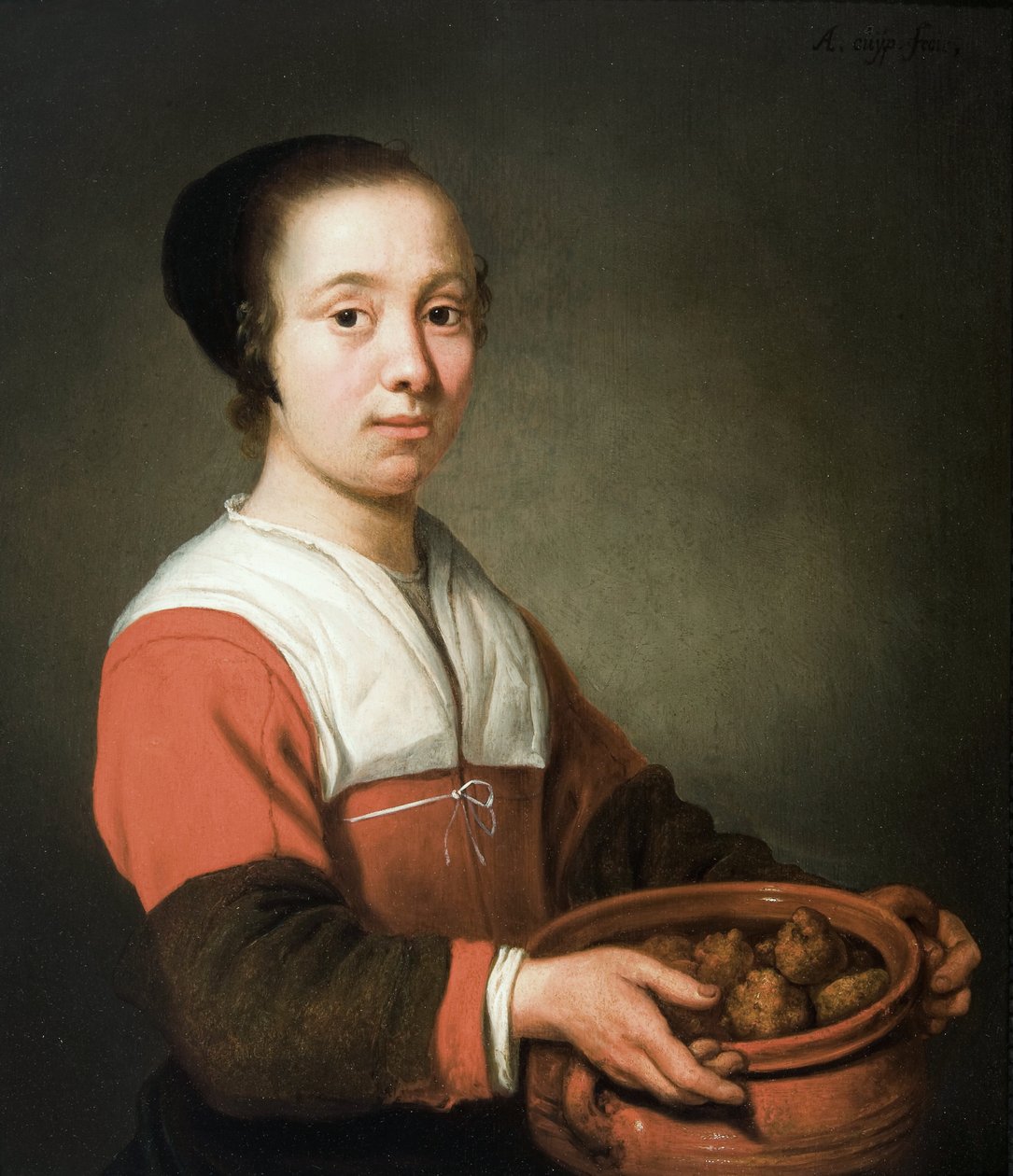 Jonge vrouw met een kookpot vol oliebollen  av Aelbert Cuyp