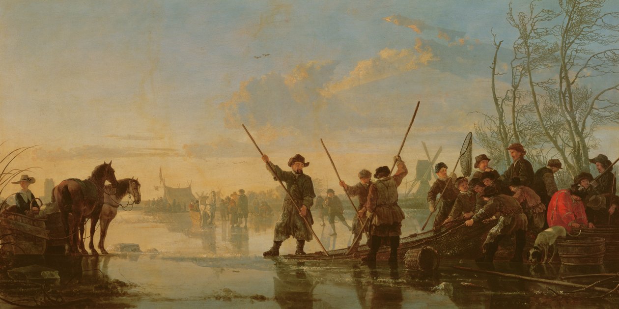 Skridskoscen med Maas i Dordrecht, ca 1655-60 (panel) av Aelbert Cuyp