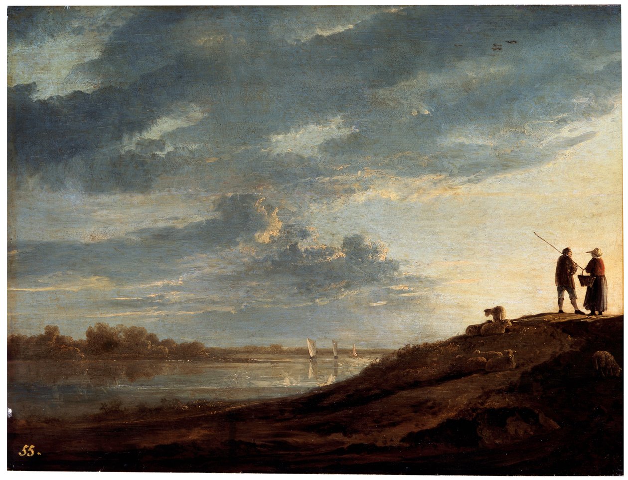 Solnedgång över floden, 1650-talet. av Aelbert Cuyp