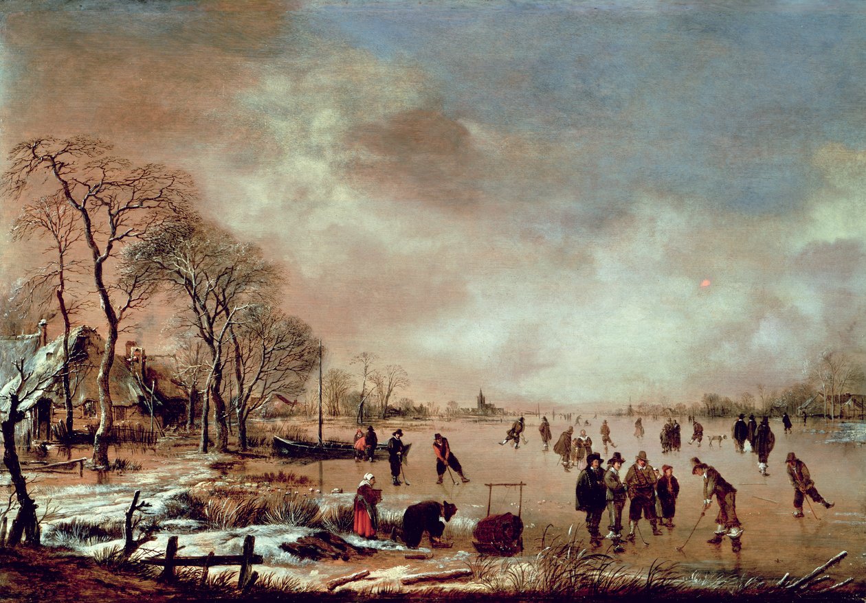 Frusen kanal scen av Aert van der Neer