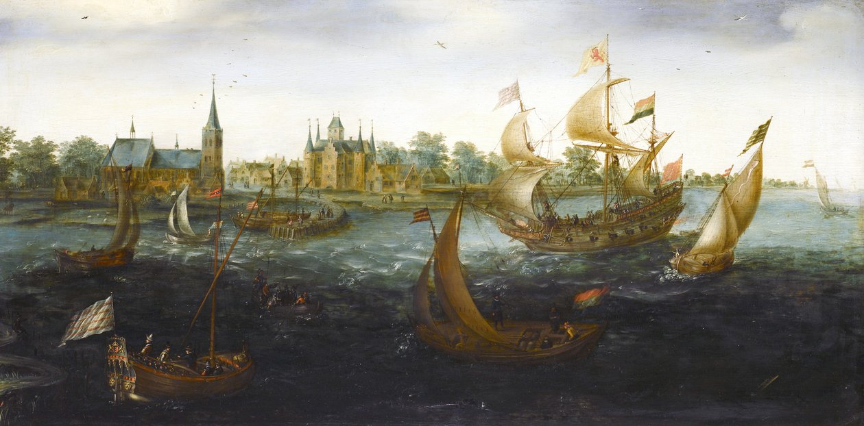 Fartyg utanför IJsselmonde av Aert Anthoniszoon