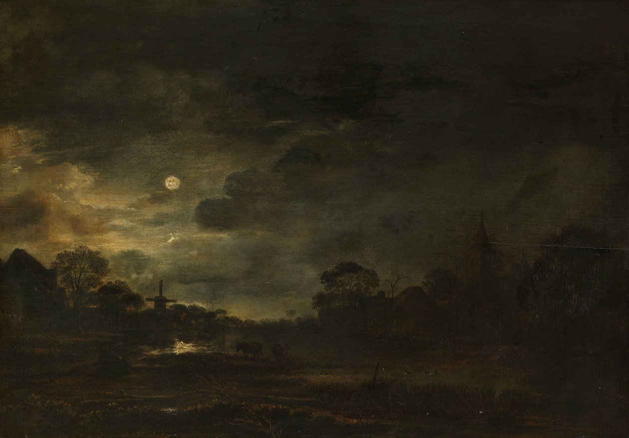 Landskap av månsken av Aert van der Neer