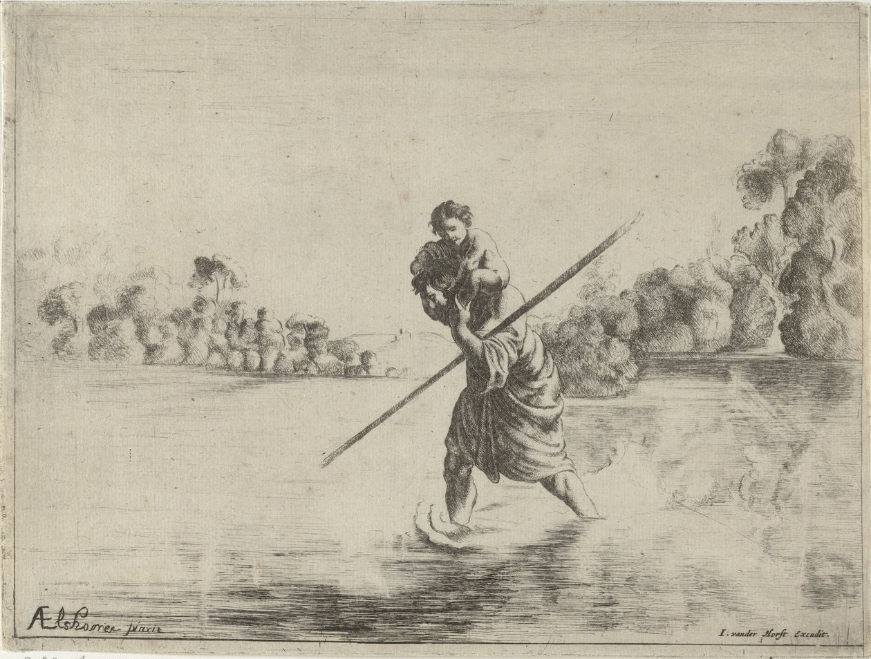 Sankt Kristoffer av After Adam Elsheimer