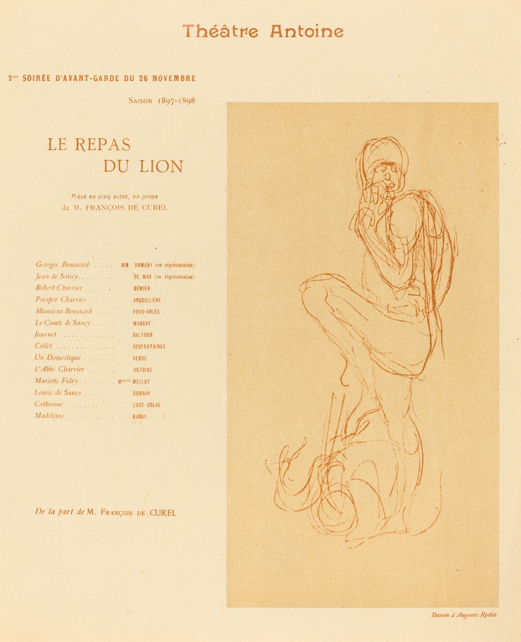Lejonets måltid av after Auguste Rodin