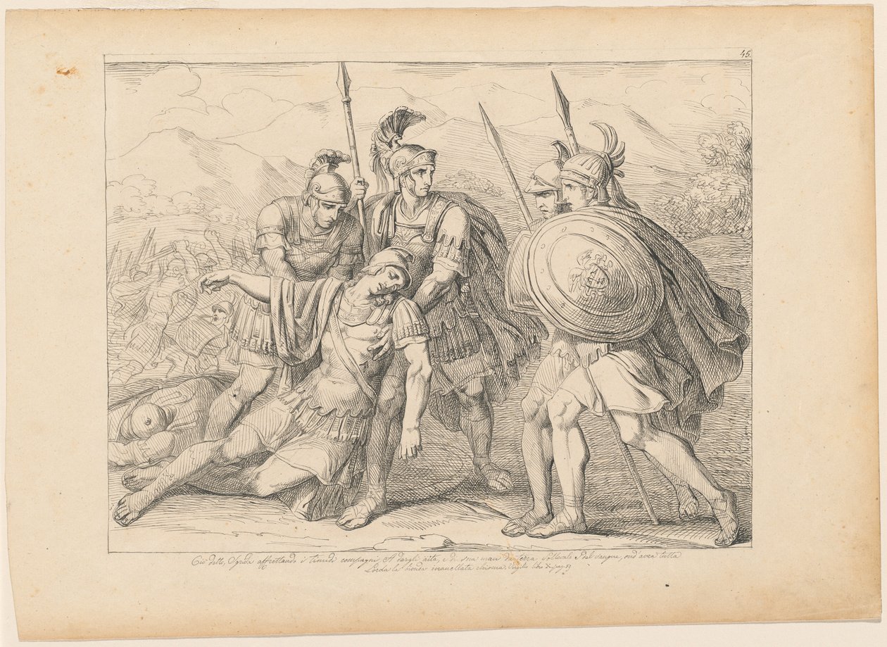 Lausus död av After Bartolomeo Pinelli