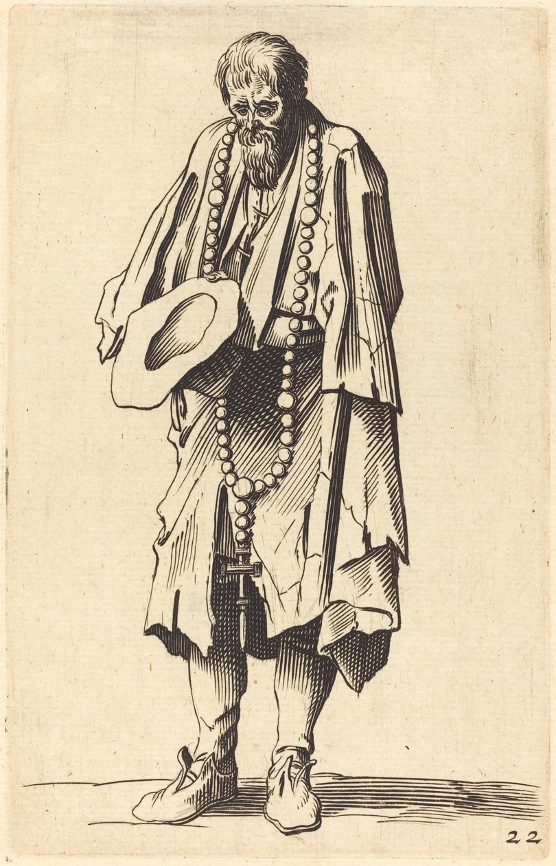 Tiggare med rosenkransen av After Jacques Callot