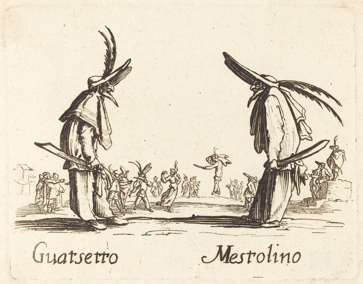Guatsetto och Mestolino av After Jacques Callot