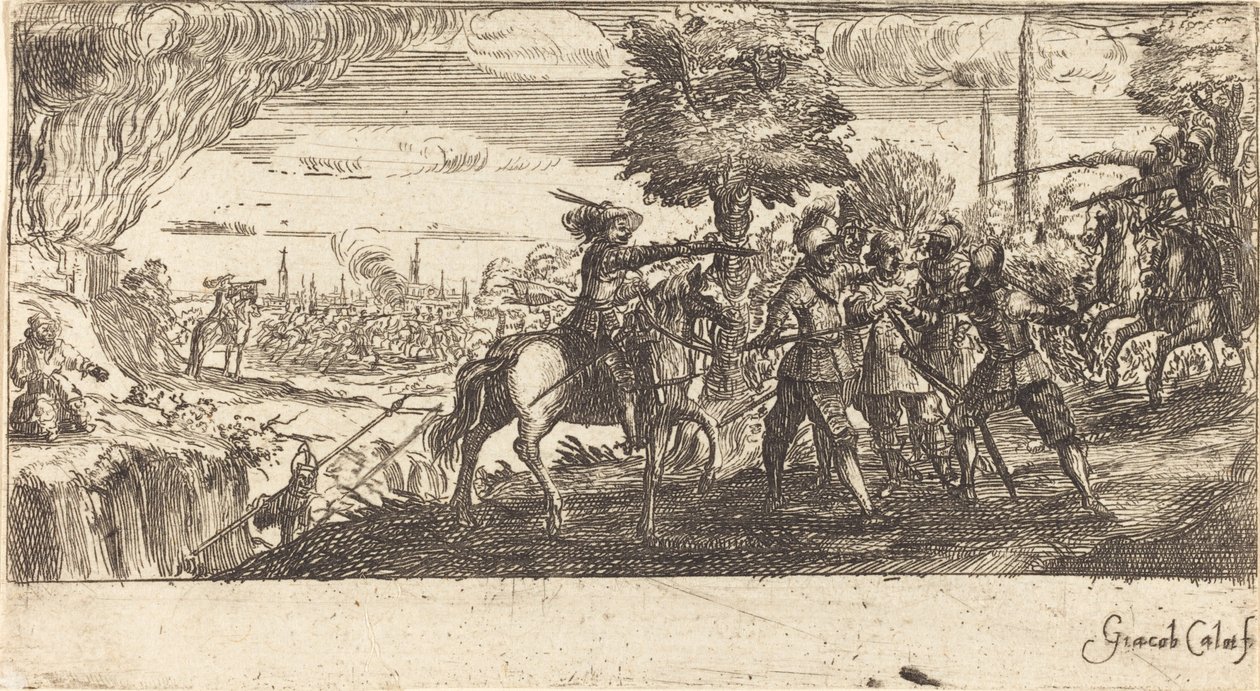 Landskap med stridsscen av After Jacques Callot