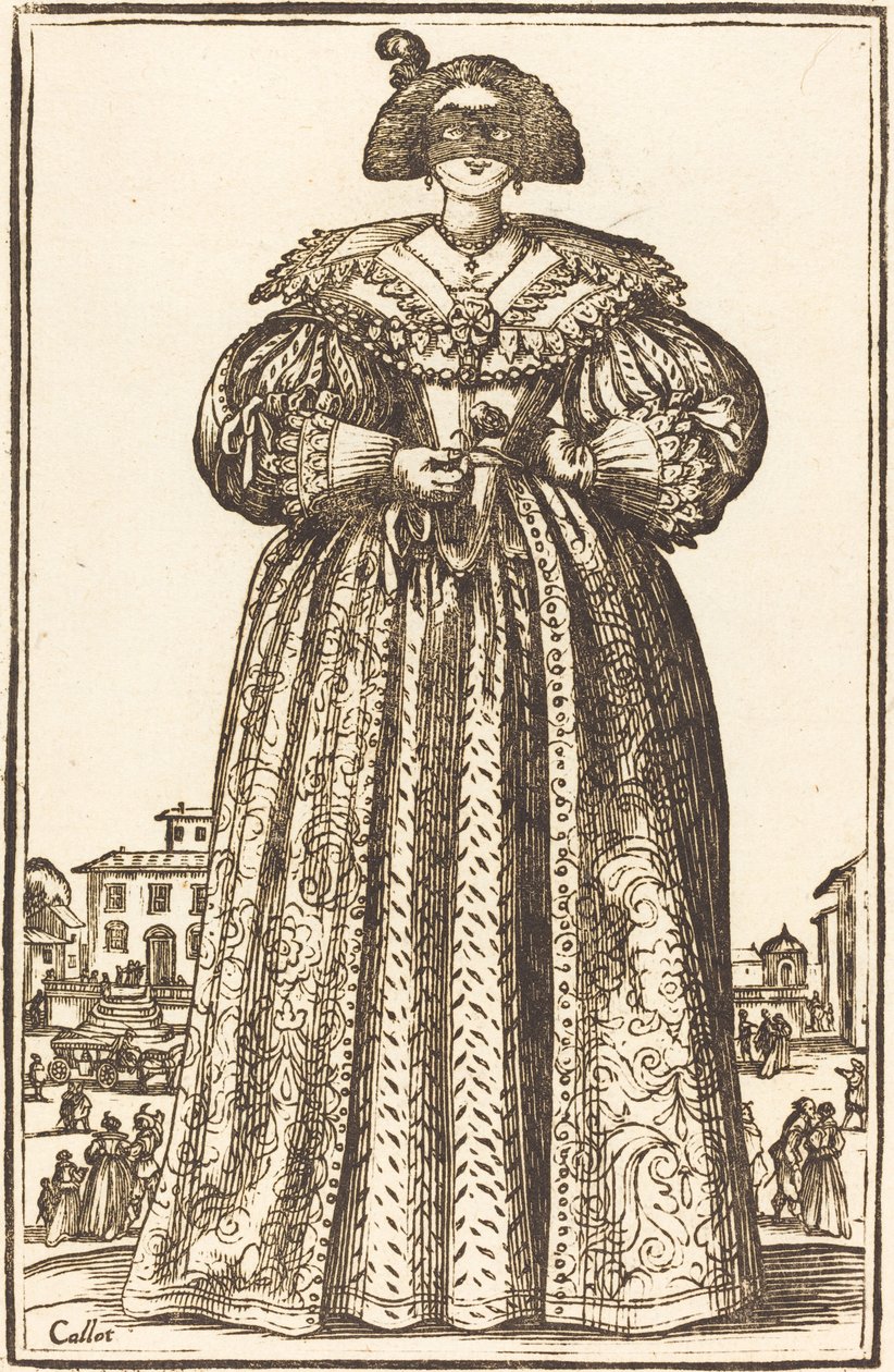 Maskerad ädel kvinna av After Jacques Callot