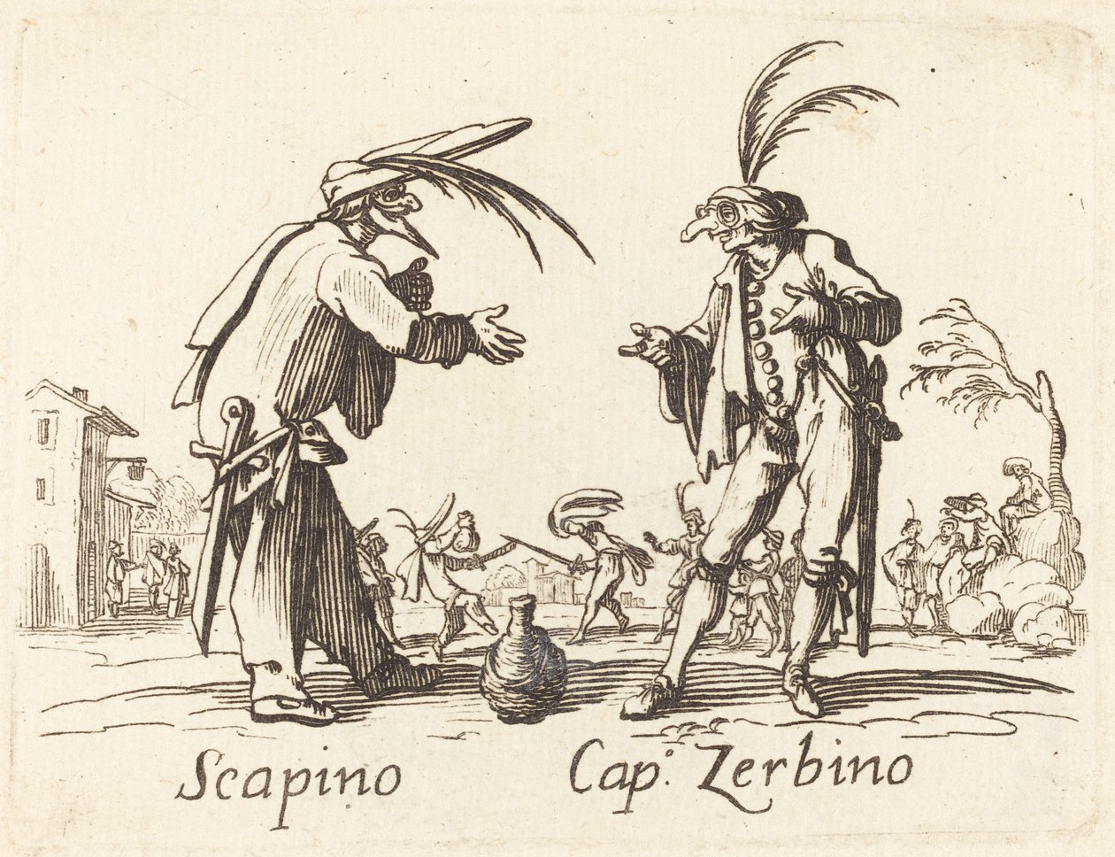 Scapino och Cap Zerbino av After Jacques Callot