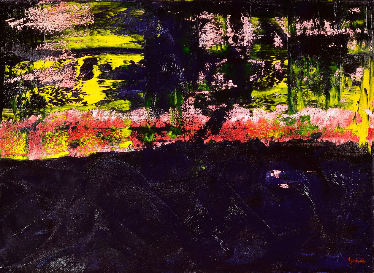 Flow 2, 2018 (olja på duk) av Agnes Girardon