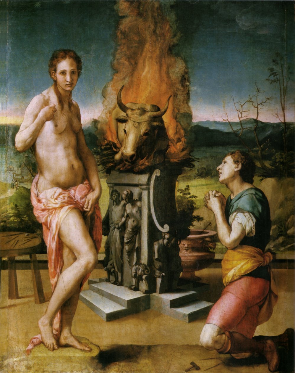 Pygmalion und Galathea av Agnolo Bronzino