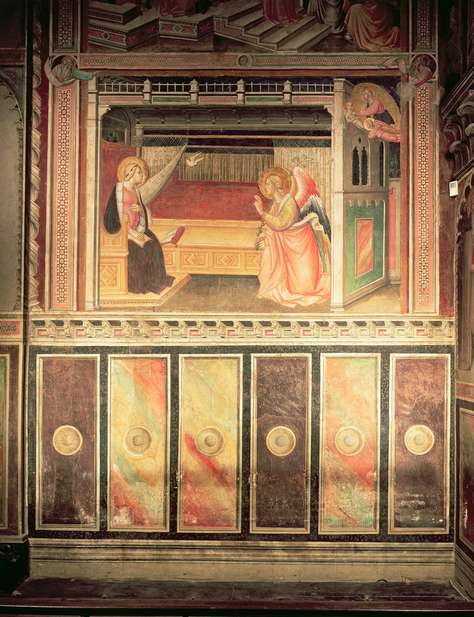Annunciation, i Cappella del Sacro Cingolo av Agnolo Gaddi