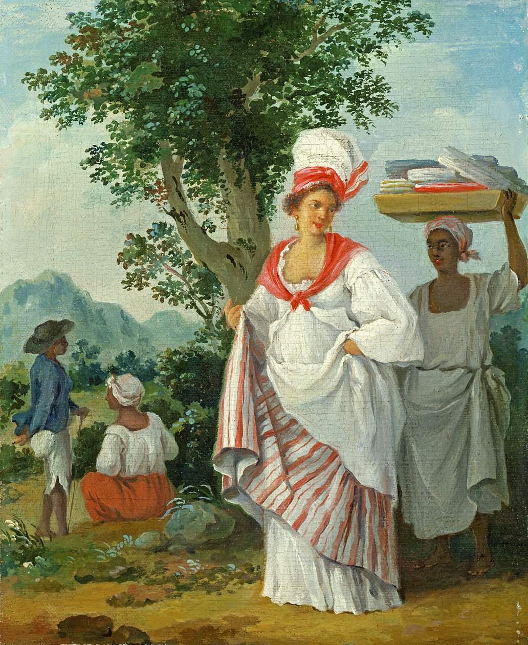 Västindisk kreolsk kvinna med sin svarta tjänare, c.1780 av Agostino Brunias