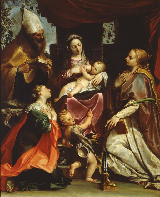 Madonna with Child and Saints av Agostino Carracci