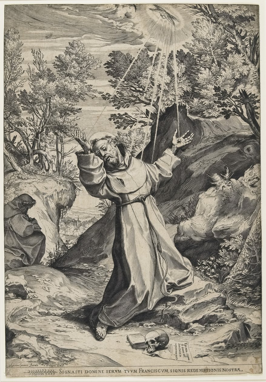 Den helige Franciskus som får stigmata, 1586 av Agostino Carracci