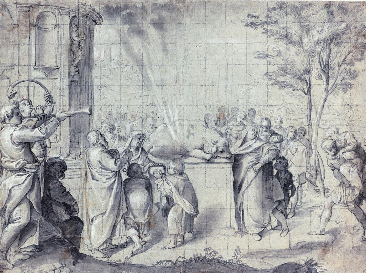 The Sacrifice of Pelias av Agostino Carracci