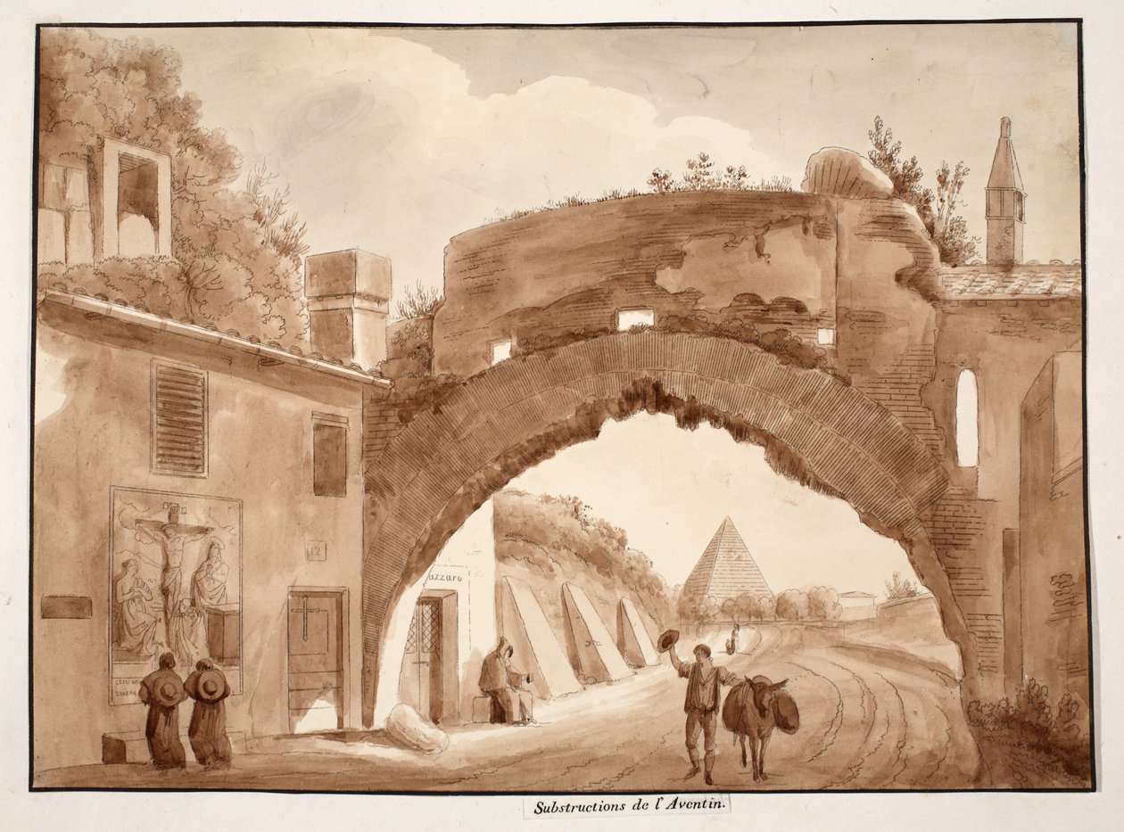 Aventinens grunder, 1833 (etsning med brun tvätt) av Agostino Tofanelli