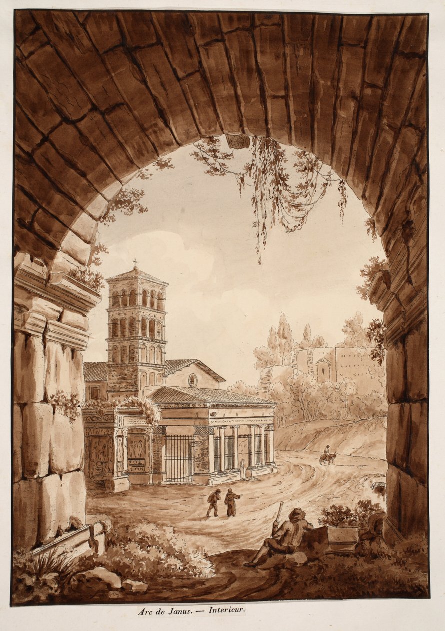 Janusbågen, 1833 (etsning med brun tvätt) av Agostino Tofanelli