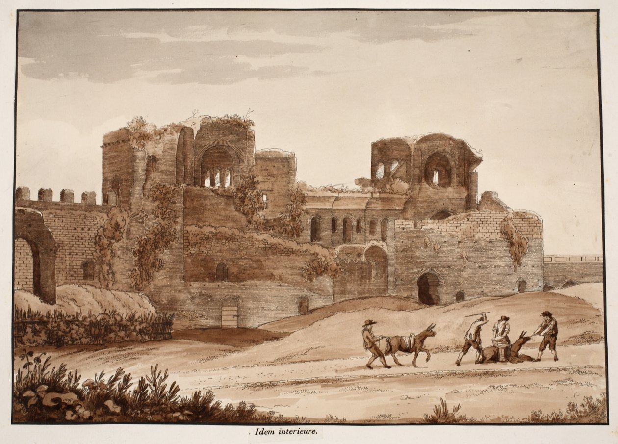 Interiör av Porta Asinaria, 1833 (etsning med brun tvätt) av Agostino Tofanelli