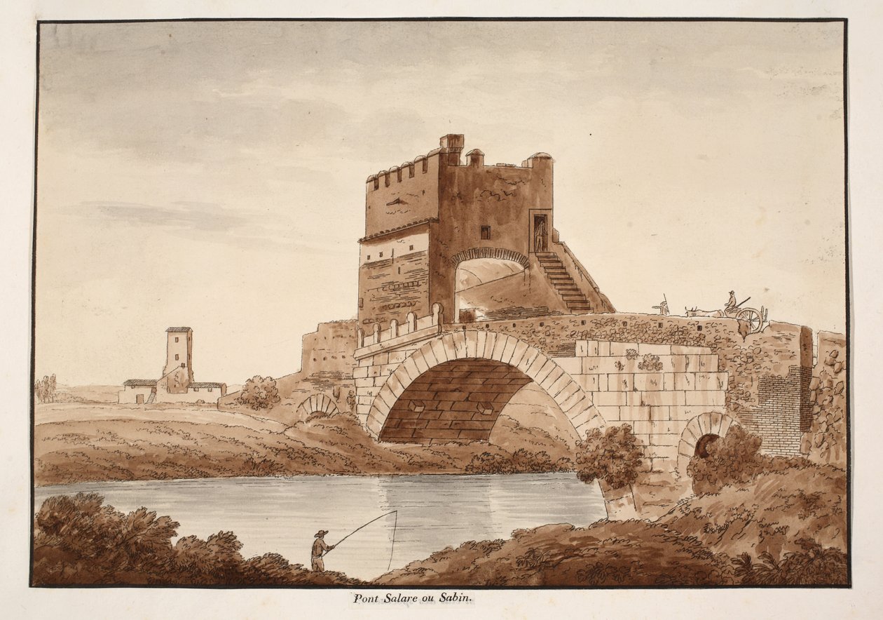 Ponte Salario, eller Sabine, 1833 (etsning med brun tvätt) av Agostino Tofanelli