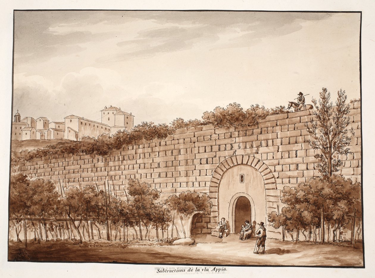 Underbyggnader av Via Appia, 1833 (etsning med brun tvätt) av Agostino Tofanelli