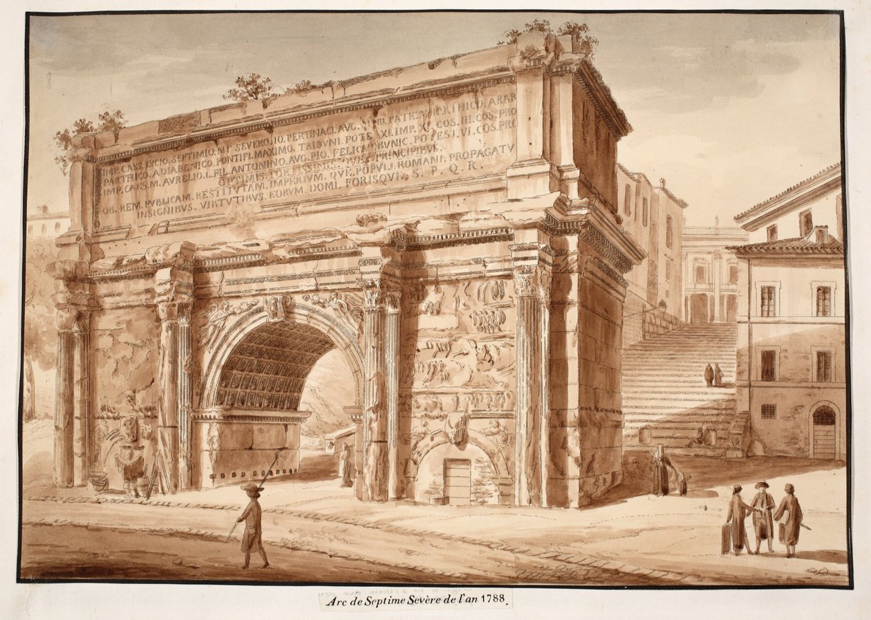 Septimius Severus båge år 1788, 1833 (etsning med brun tvätt) av Agostino Tofanelli