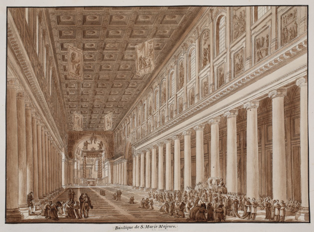 Basilikan Santa Maria Maggiore, 1833 (etsning med brun tvätt) av Agostino Tofanelli