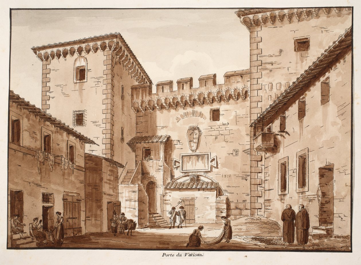 Vatikanporten, 1833 (etsning med brun tvätt) av Agostino Tofanelli