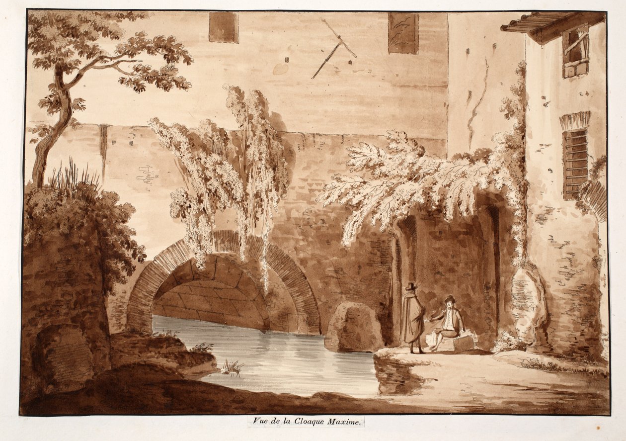 Utsikt över Cloaca Maxima, 1833 (etsning med brun tvätt) av Agostino Tofanelli