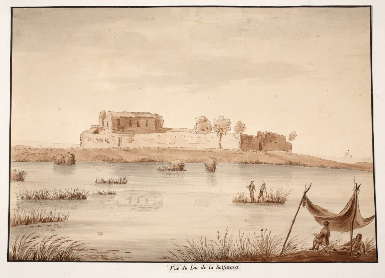 Utsikt över sjön Solfatura, 1833 (etsning med brun tvätt) av Agostino Tofanelli