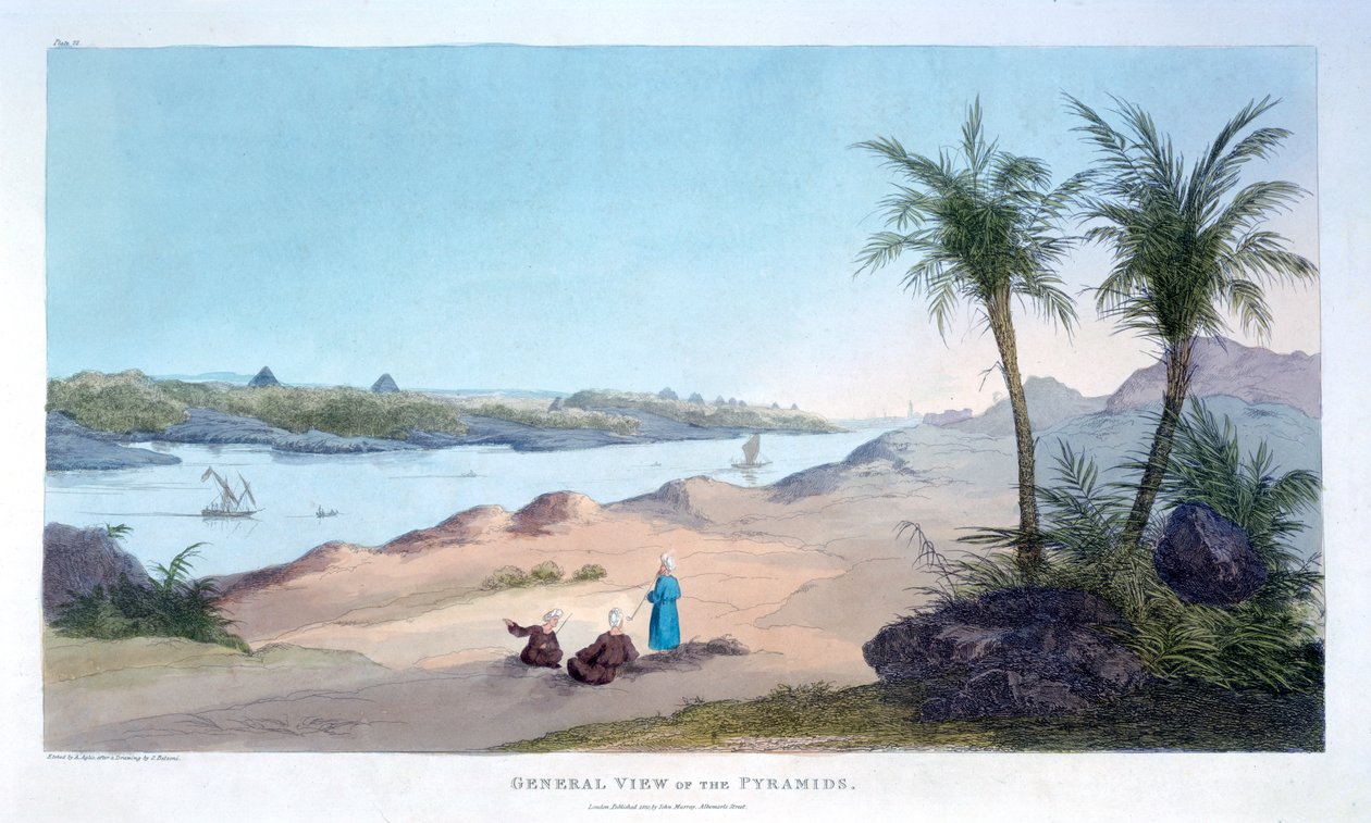 Översikt över pyramiderna, Egypten, 1820 av Agostino Aglio