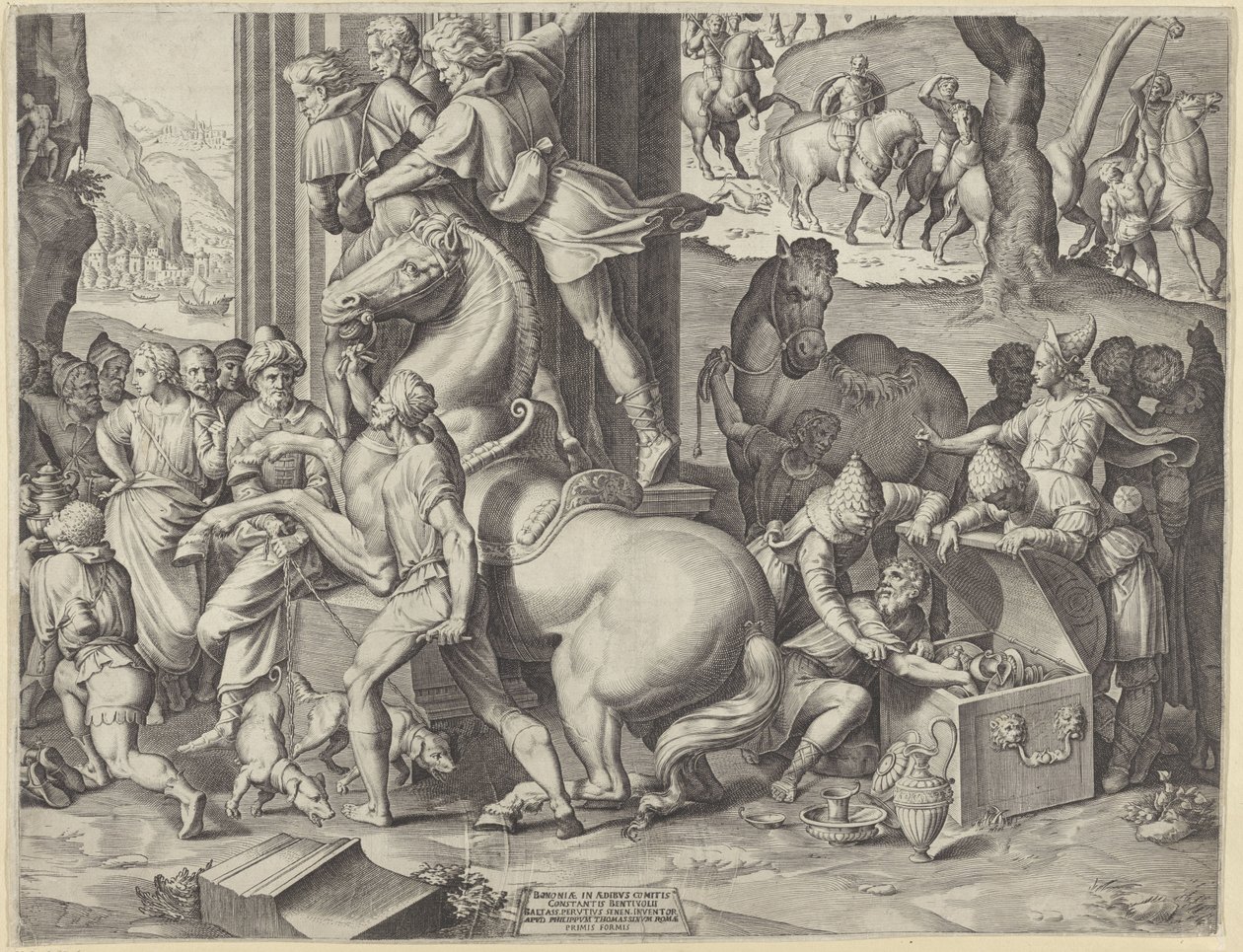 Tillbedjan av Magi (nedre högra delen) av Agostino Carracci
