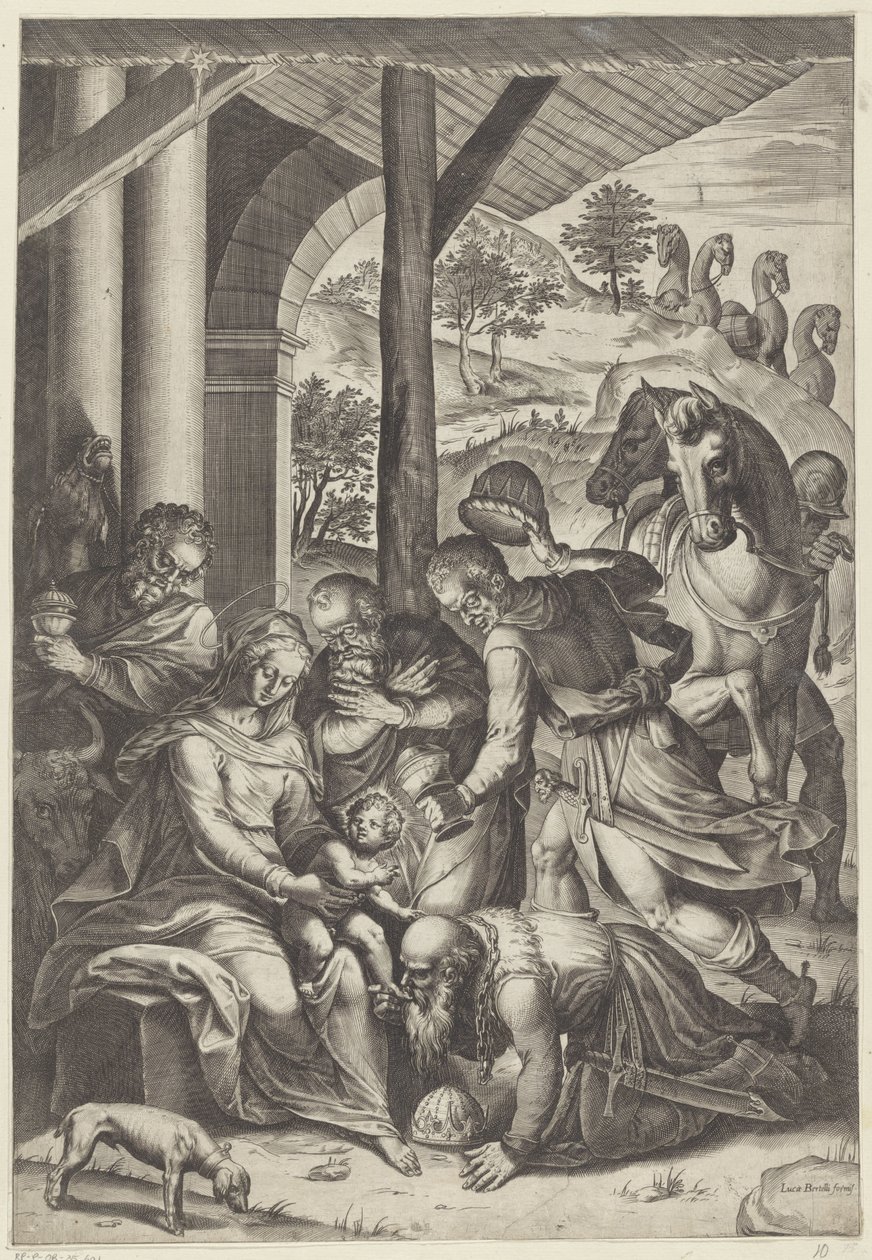 Tillbedjan av kungarna av Agostino Carracci