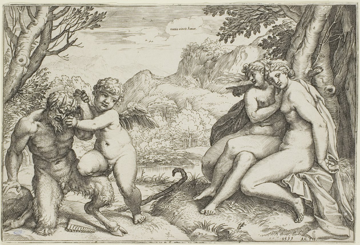 Kärleken övervinner allt av Agostino Carracci