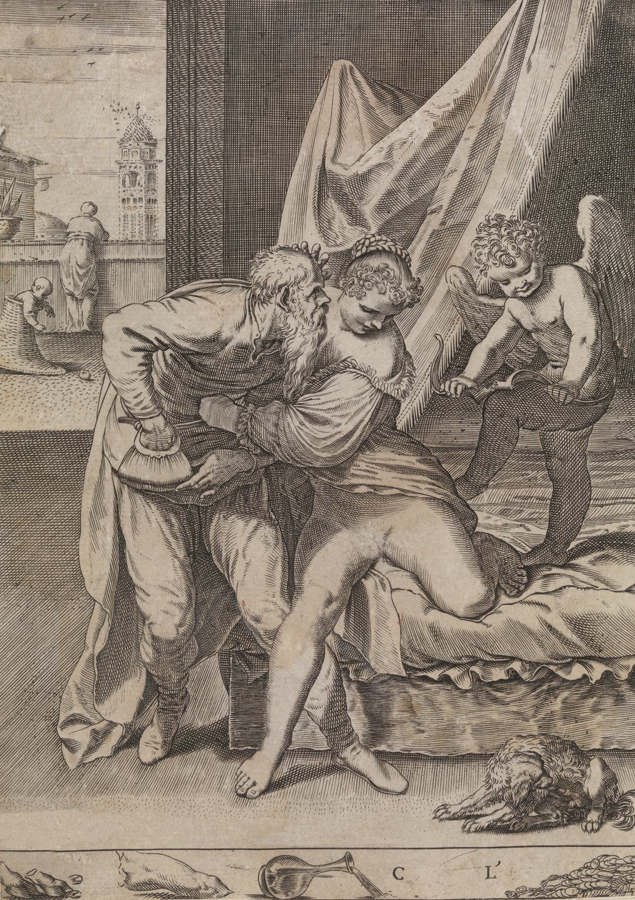 Allt vinner guld, ca. 1590-95. av Agostino Carracci
