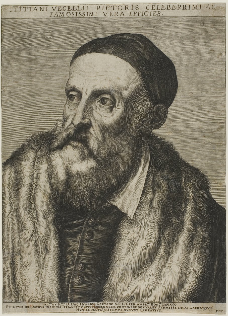 Porträtt av Tizian av Agostino Carracci
