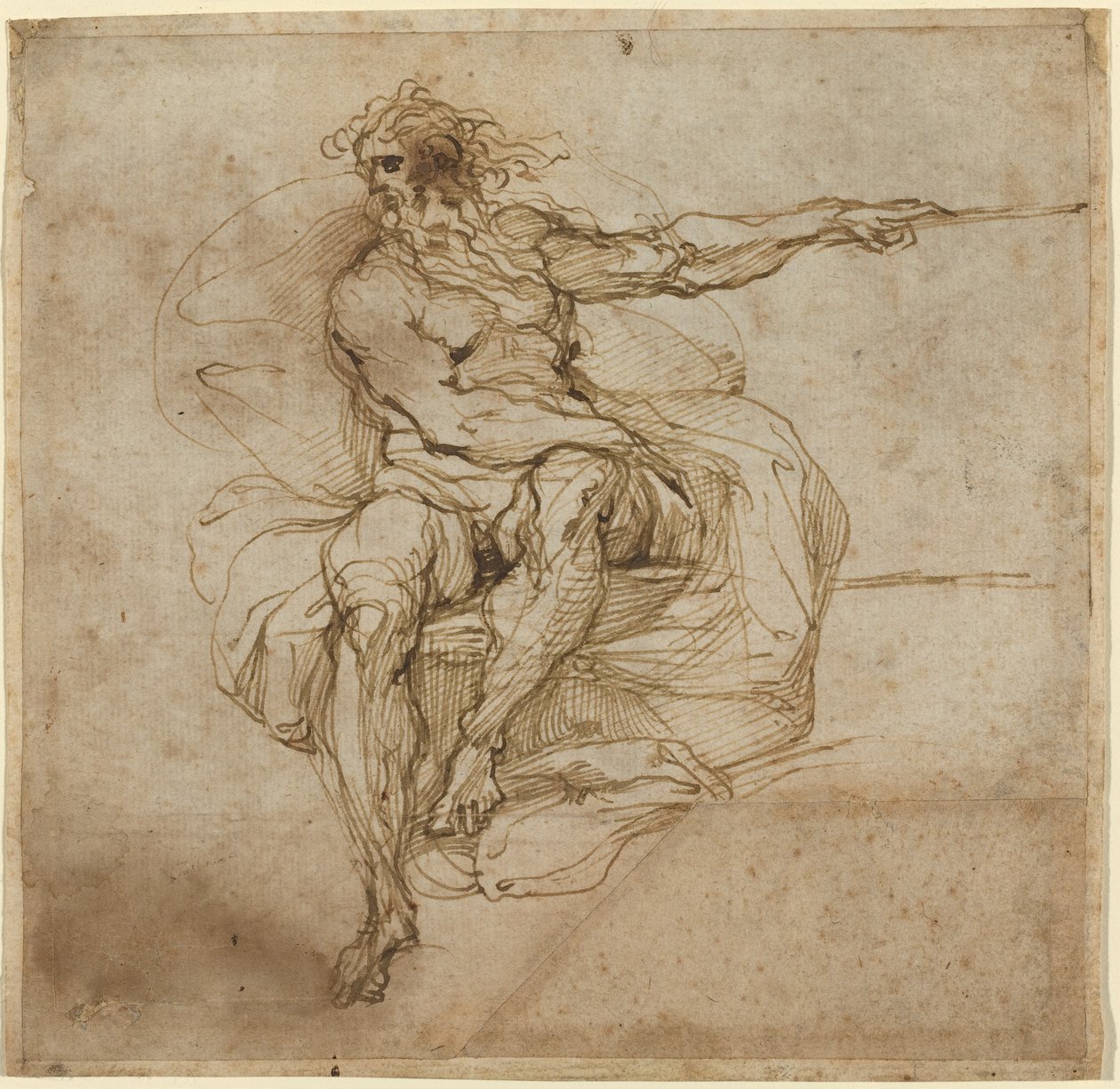 Sittande man naken [recto] av Agostino Carracci