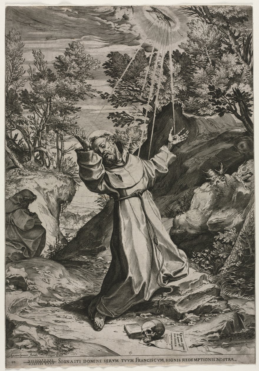 St Francis tar emot Stigmata av Agostino Carracci