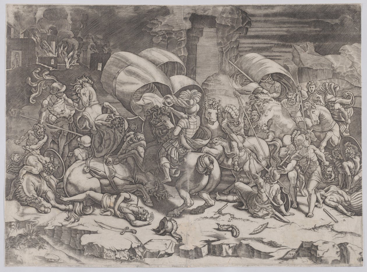 Strid med en Cutlass, 1530-31. av Agostino Veneziano