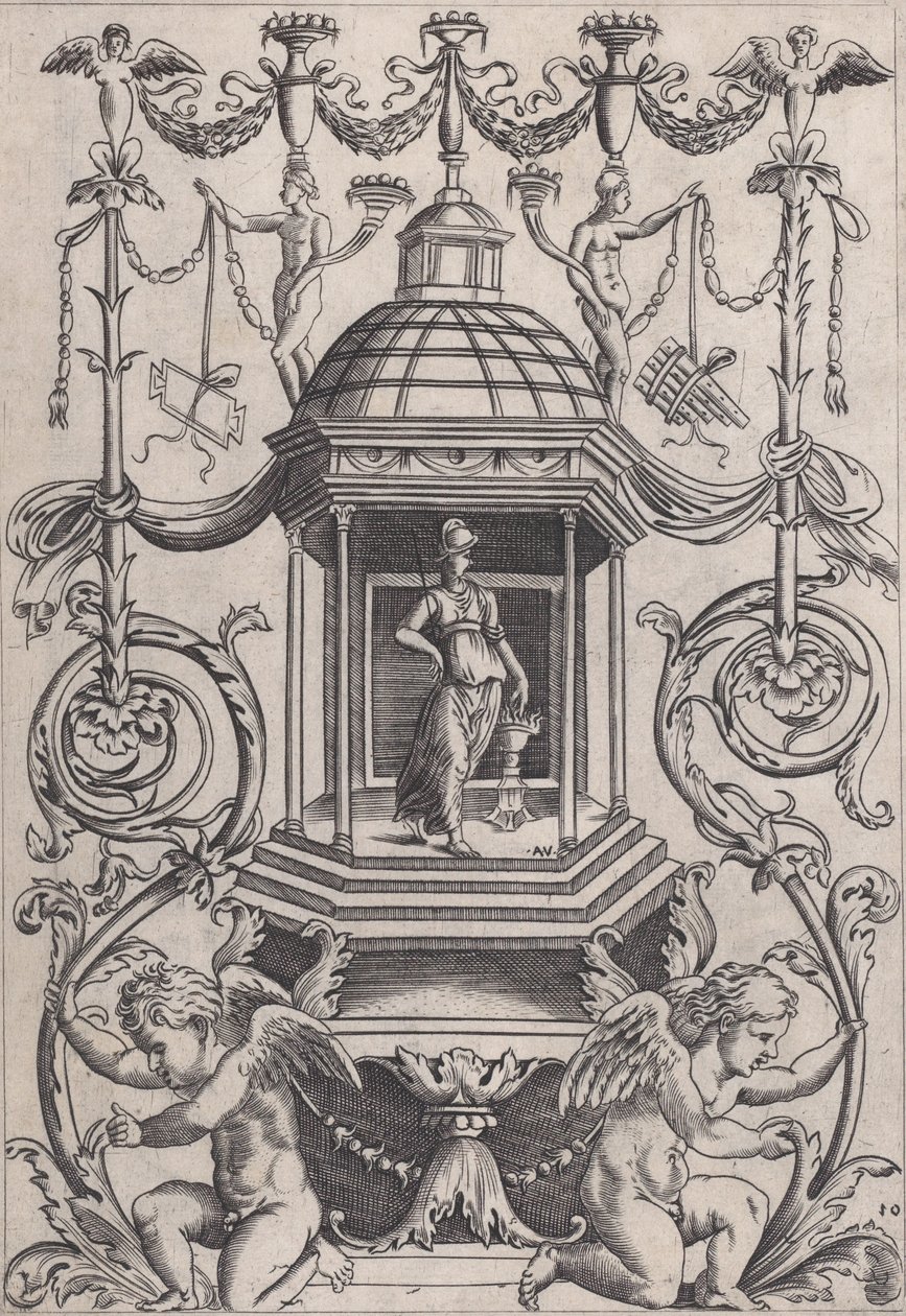 Prydnadspanel, ca. 1514-36. av Agostino Veneziano